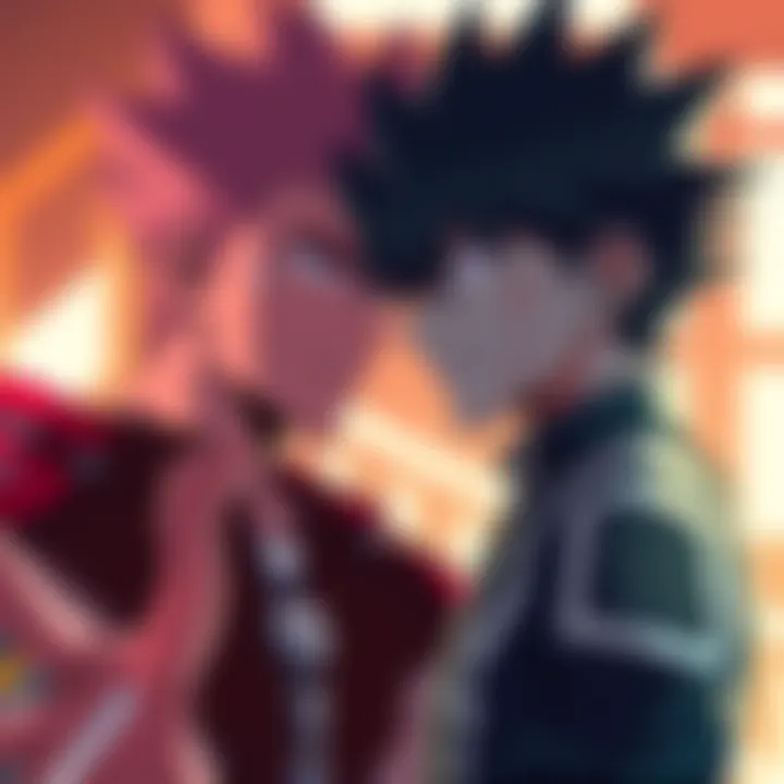 Bakugo faces his earlier version, both showing strong emotions and varied expressions in a dramatic setting