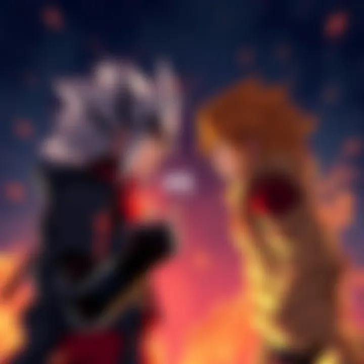 A dramatic illustration showing Bakugo and Rex in a heated debate, showcasing their contrasting character styles and growth arcs.