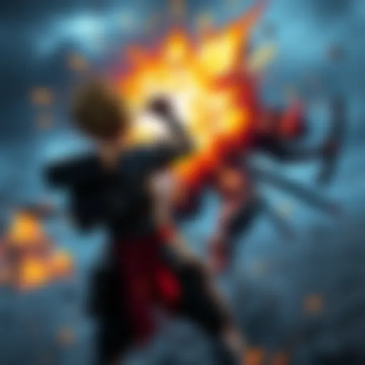 Bakugo unleashes his explosive power in a fierce fight against AFO on Kamino's battlefield