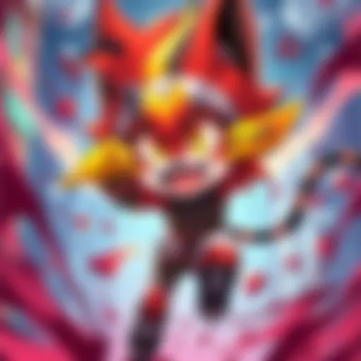 Colorful fan art of Bakugo's Katchan showcasing the character's bold expression and dynamic pose.
