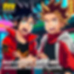 Bakugou and Deku having a funny and tense conversation, showing expressions of surprise and confusion