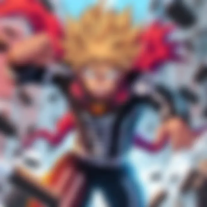 Bakugou Katsuki in action Bakugou Katsuki, the explosive hero from My Hero Academia, charging up with a fierce expression ready to fight, showcasing his determination and strength.