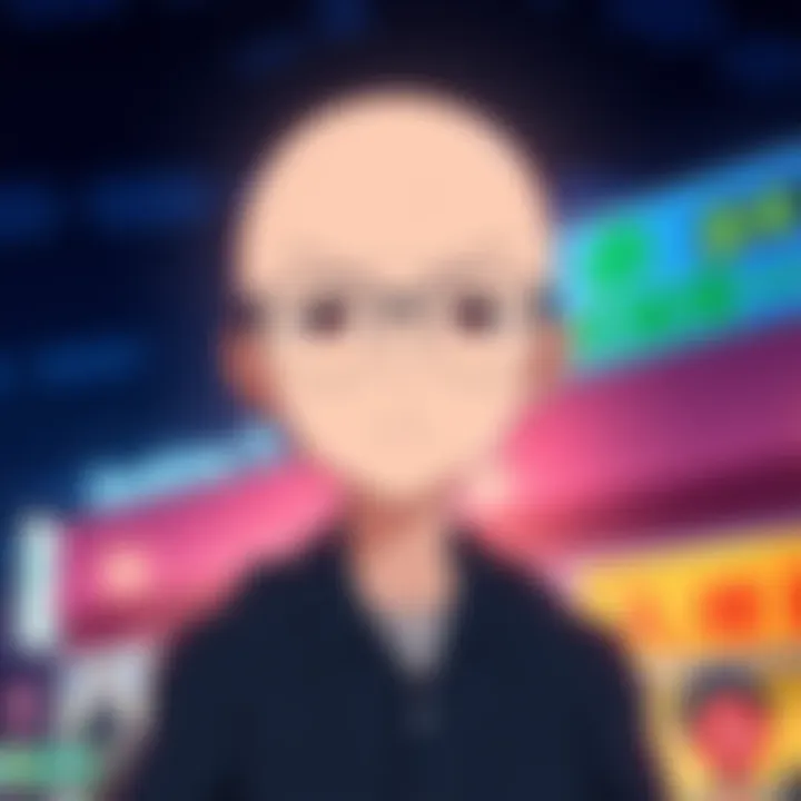 A cartoon character resembling Saiki from 'The Disastrous Life of Saiki K.' with a bald head, wearing glasses and a blank expression, set against a colorful anime background.