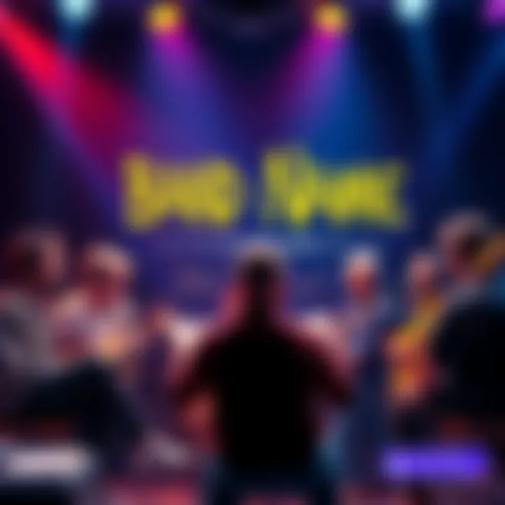 Band Name Ideas A group of musicians brainstorming unique band names with notebooks and instruments