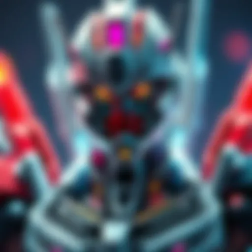 A close-up view of Bandai's new human transformation design featuring a figure with futuristic elements, showcasing a blend of human and robotic features.