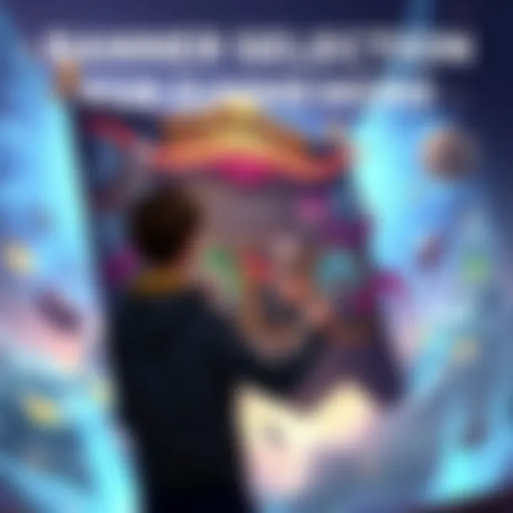 A gamer selecting a banner for summoning characters in a video game, with various options displayed on the screen.