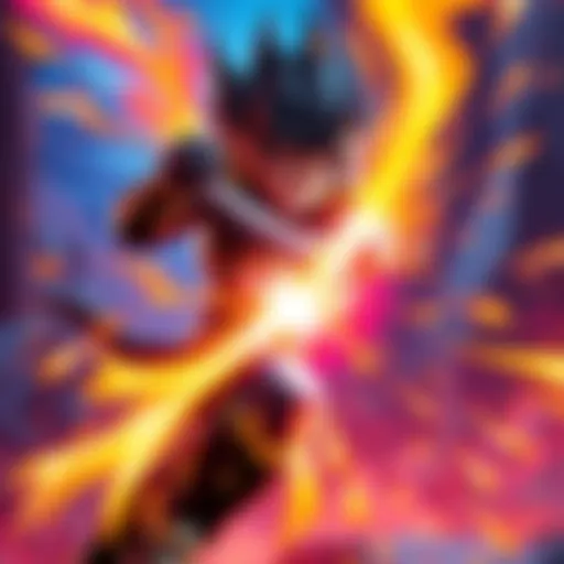 Bardock battles with vibrant energy effects in a stunning animated scene