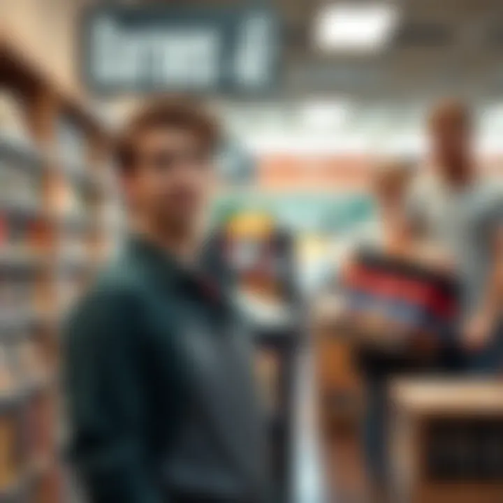 A Barnes & Noble employee looks frustrated while standing near the checkout area, watching a coworker who appears disinterested and not helping customers, in a retail bookstore setting.