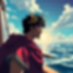 Bartolomeo gazes out at the ocean with determination, hinting at his journey to Marineford