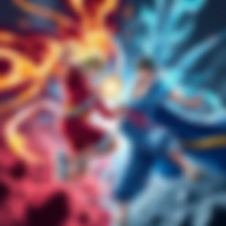Base Luffy and Yamato engage in an intense battle showcasing their unique powers