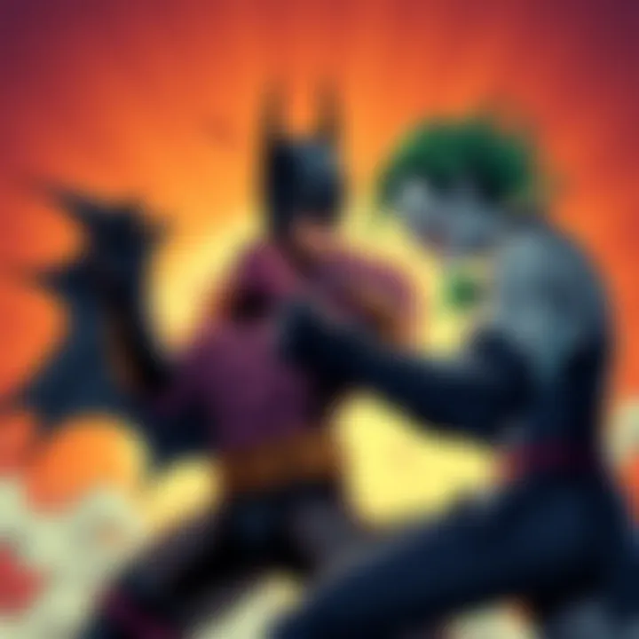 Batman and Joker in Baki Style Batman and Joker illustrated in a dynamic fighting pose, showcasing their rivalry with a distinctive art style.