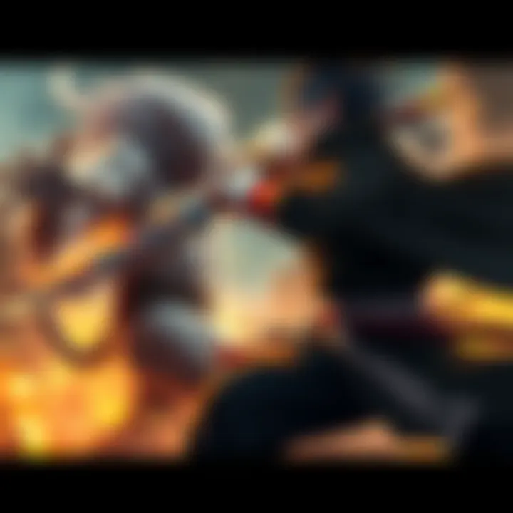 Battle Beast and Zaraki Kenpachi engage in a fierce duel, showcasing their dynamic fighting styles in a dramatic showdown.