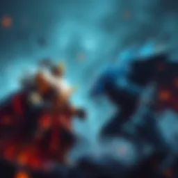 An epic clash between the King of Curses and the King of Monsters, both in powerful stances, ready to fight in a dramatic setting.