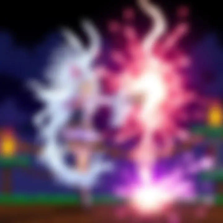 Battle with Lily White in Terraria Player using a Wand of Sparking to fight Lily White in the Terraria Gensokyo mod