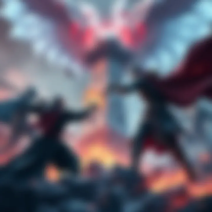 A visual representation of different stands engaging in combat, showcasing their strengths and skills against a powerful attack.