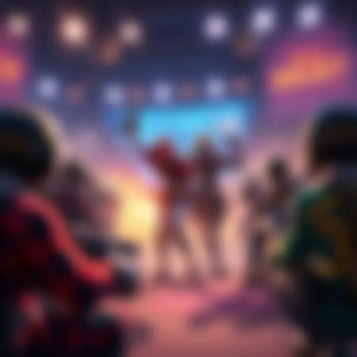 Battle Royale Showdown Players competing in a battle royale match, showcasing their skills and strategies in an intense gaming environment.