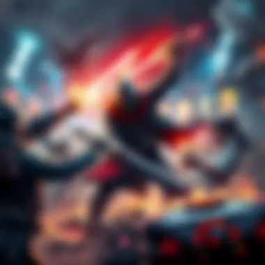 An intense gaming scene showing characters engaged in a death battle with weapons drawn, displaying excitement and action.