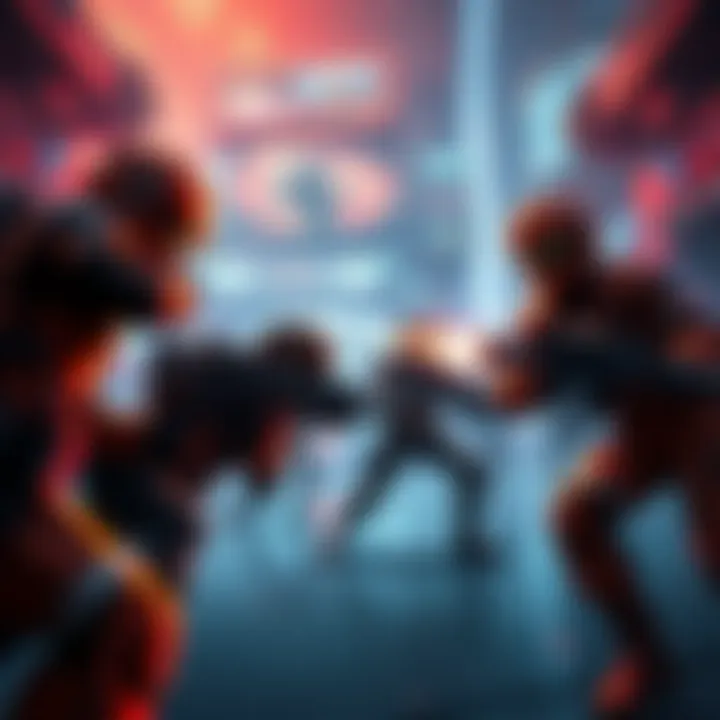 Test squads engage in intense combat against A-rank opponents in an arena setting, showcasing strategy and skill during the Battle Sim.