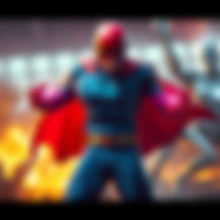 A powerful superhero stands ready to fight against Homelander in an epic showdown, showcasing their superhuman abilities in an intense face-off.
