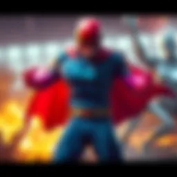 Battle between a superhero and Homelander A powerful superhero stands ready to fight against Homelander in an epic showdown, showcasing their superhuman abilities in an intense face-off.
