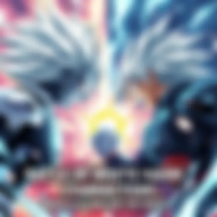 Accelerator, Gojo Satoru, and Regulus Corneas facing each other in an intense showdown, showcasing their unique powers and white hair.