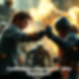 Battle with Weakened Homelander A scene showing a confrontation between a depowered Homelander and a determined fighter, highlighting their strengths and weaknesses in an intense showdown.