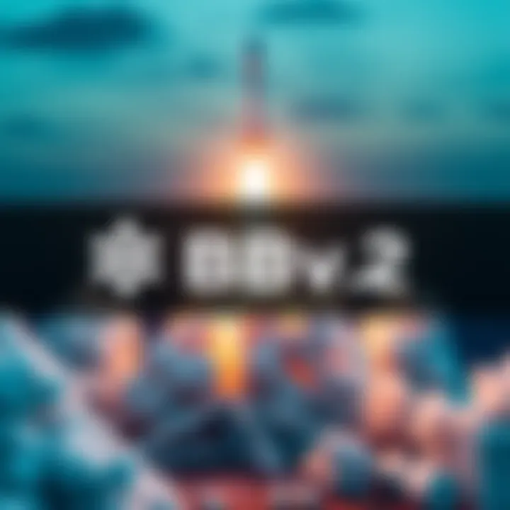 A graphic showing BBv2 logo with a rocket launching in the background, symbolizing the upcoming launch.