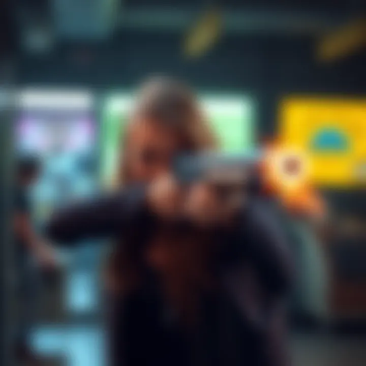 Becca takes aim with her shotgun, ready to confront Adam Smasher in a dramatic showdown
