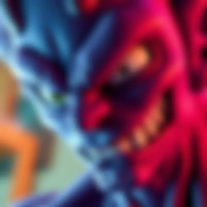 Close-up of Beerus with a funny expression, highlighting his features, similar to humor in SpongeBob, showing a mix of confusion and charm.