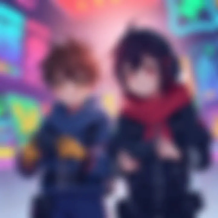 An illustration showing two beginner-friendly gaming characters with distinct looks and abilities, ready for action in a colorful gaming environment.