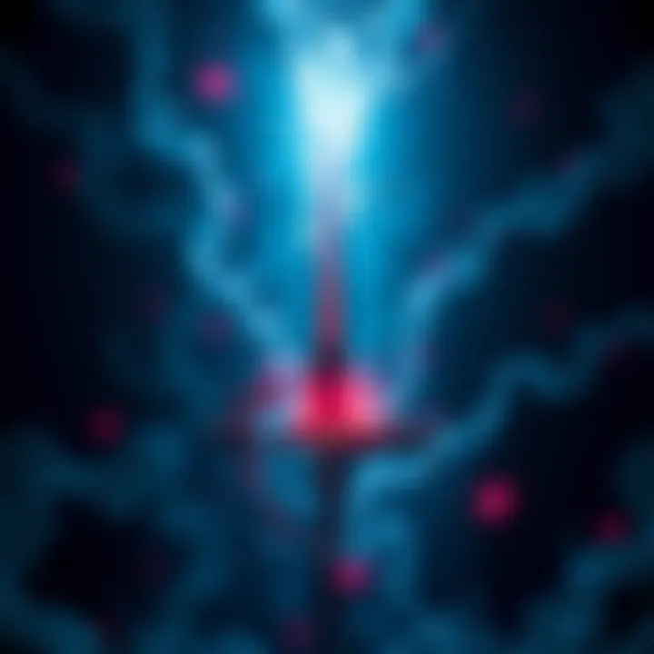 The Behelit sword surrounded by dark energy, symbolizing struggle and choice in Berserk.