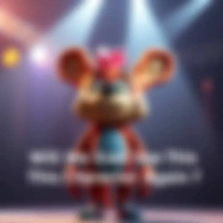 A colorful character with unique features stands in the spotlight, evoking nostalgia and excitement among fans.