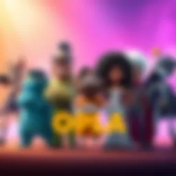 Group of beloved characters representing OPLA A group of iconic animated characters standing together, showcasing their distinct looks and styles, with vibrant backgrounds that create excitement about the adaptation.
