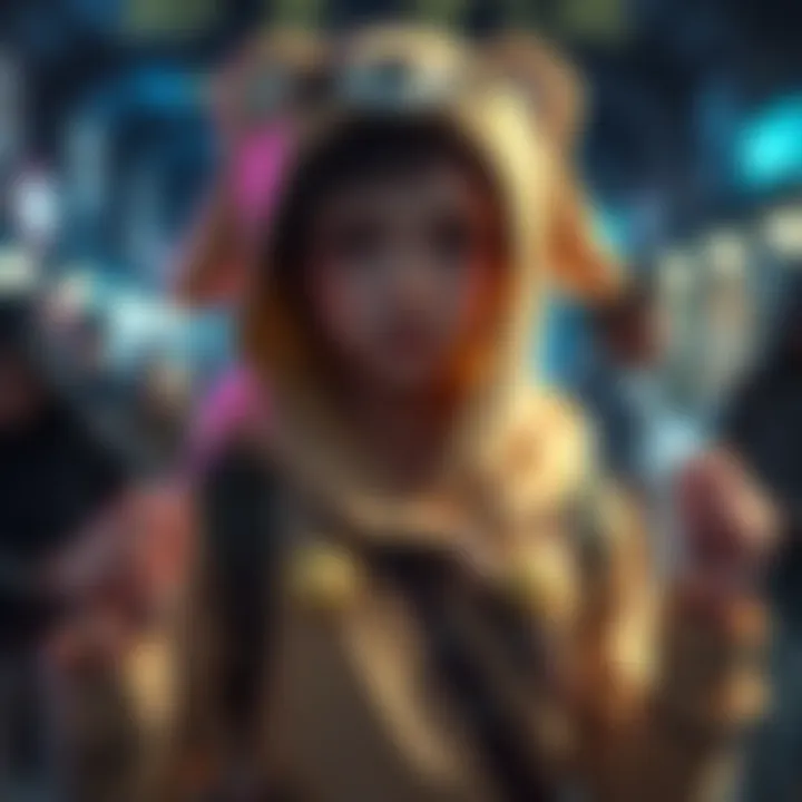 A person showcasing a partially finished Bepo cosplay with a focus on details that reflect the character's style, including ears and a unique outfit design.