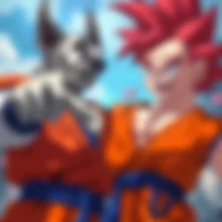 Bergamo character humorously pointing at Goku from Dragon Ball, with a playful expression