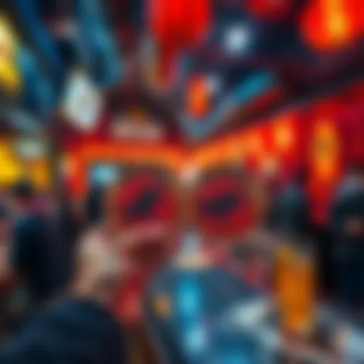 A guest holding berserk coasters at Rockbar Midian in Osaka, showcasing the bar's lively atmosphere with patrons enjoying drinks in the background.