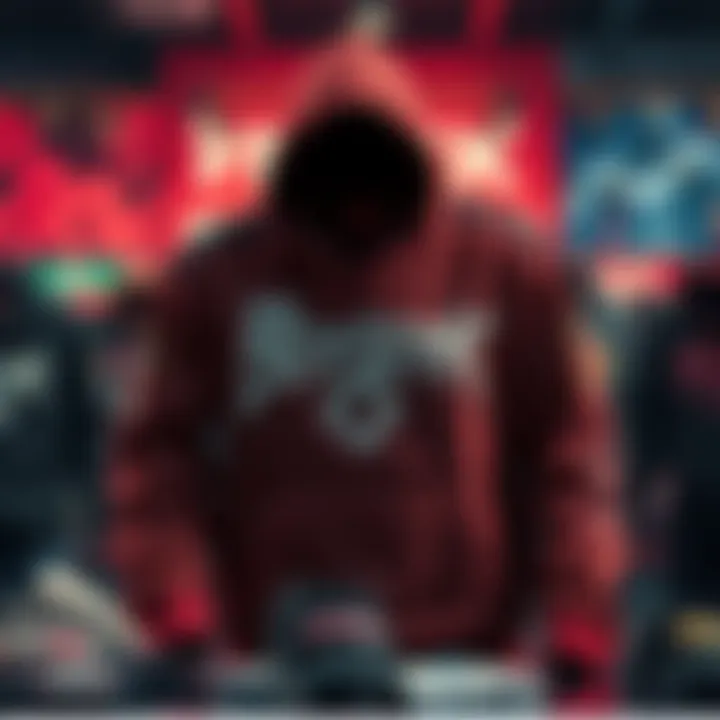 Berserk Hoodie from Comicsense A close-up of the Berserk hoodie featuring design elements inspired by the Berserk manga, displayed on a table with other clothing items.