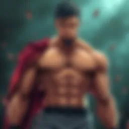 A male character from the Berserk manga, depicting a muscular form without nipples, showcasing a distinct artistic choice in character design.