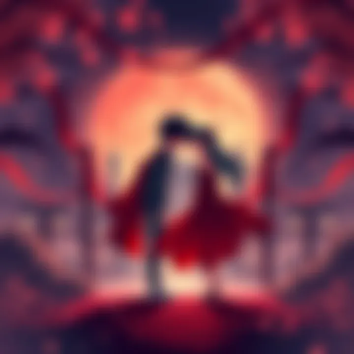 A creative illustration featuring Berserk-inspired pickup lines with images of iconic characters and symbols from the series, set against a romantic background.