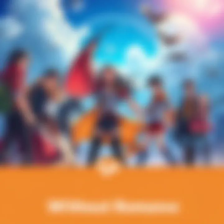 A vibrant scene showing characters from various isekai series engaging in action and adventure, with a focus on friendships and character growth, rather than romance.