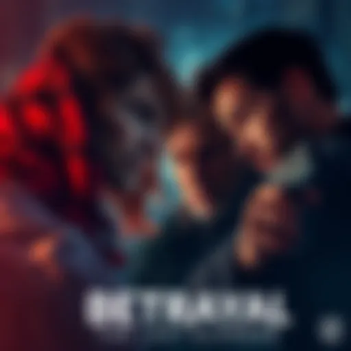 A tense scene showing characters facing emotional conflict, symbolizing betrayal and integrity in a narrative.