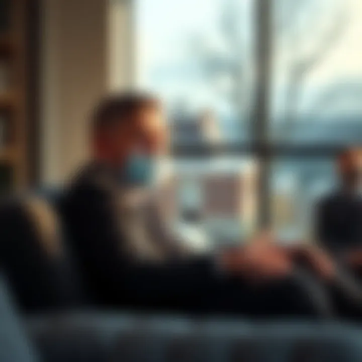 Prime Minister Bettel sitting quietly in a peaceful setting, focusing on recovery for his throat health