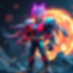 Beyonder Animation Character An animated character representing the Beyonder with glowing energy and cosmic elements in the background, showcasing immense power while standing confidently.