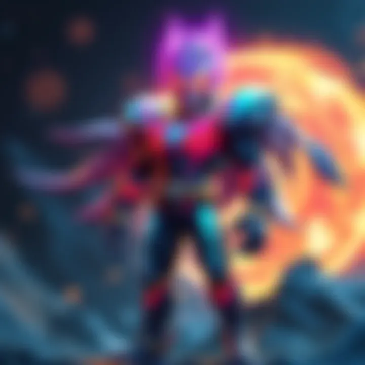 Beyonder Animation Character An animated character representing the Beyonder with glowing energy and cosmic elements in the background, showcasing immense power while standing confidently.