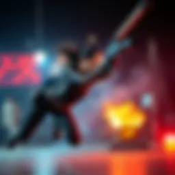 Biboo executing an action stunt on a film set, showcasing her skills and determination as a stunt performer