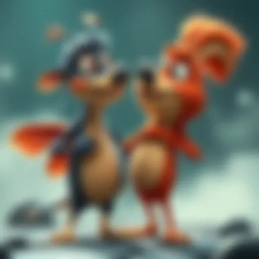 Biboo stands confidently, sharing a surprising revelation with Yagoo, who looks shocked and intrigued. A moment of unexpected learning unfolds between them.