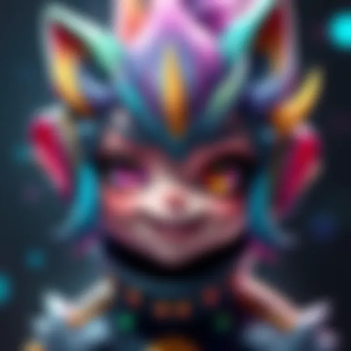 A vibrant character named BiCute Albedo, featuring unique artistic expressions and bold colors, showcasing trendy innovations in character design.