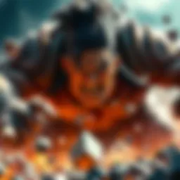 Big Mom in Battle Pose Big Mom showcasing her strength with a fierce expression, surrounded by shattered debris from her powerful attack.