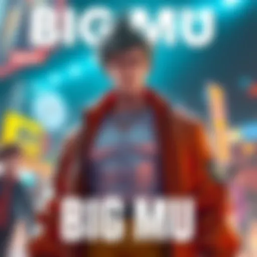 Big Mu stands confidently, showcasing his unique look with distinct features, clearly male, dressed in bold attire, emphasizing his individuality.