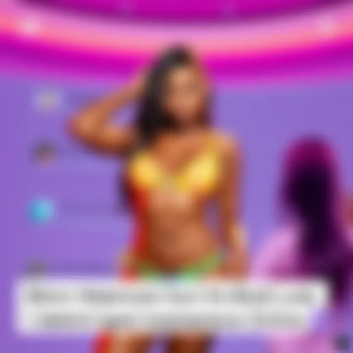 Bikini Makima poses confidently in a vibrant bikini, showcasing her bold fashion choice, with comments and reactions visible in the background.